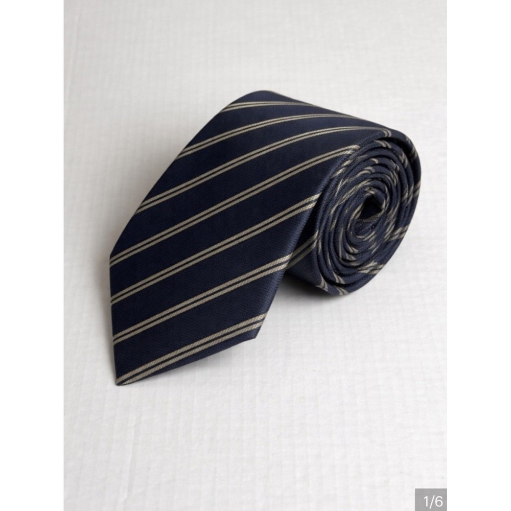 Nautica Mens Silk Tie Quiet Luxury Old Money Preppy Striped Blue Formal Career